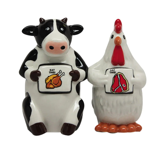 🐄🐔 Farm Friends with a Twist – Ceramic Salt & Pepper Shaker Set